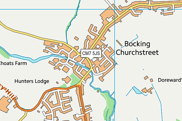 CM7 5JS map - OS VectorMap District (Ordnance Survey)