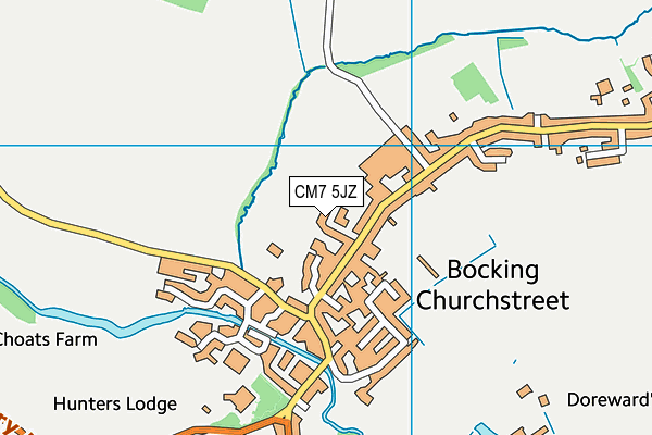 CM7 5JZ map - OS VectorMap District (Ordnance Survey)