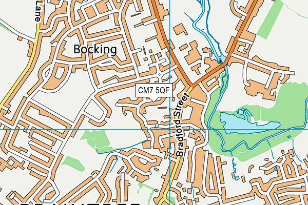 CM7 5QF map - OS VectorMap District (Ordnance Survey)