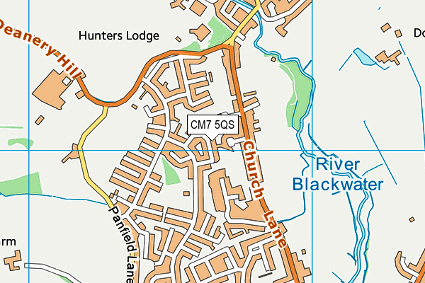 CM7 5QS map - OS VectorMap District (Ordnance Survey)