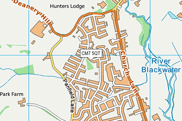 CM7 5QT map - OS VectorMap District (Ordnance Survey)