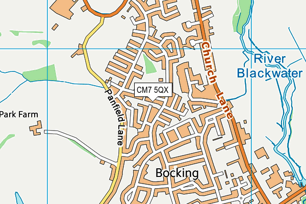 CM7 5QX map - OS VectorMap District (Ordnance Survey)