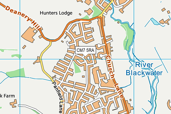 CM7 5RA map - OS VectorMap District (Ordnance Survey)