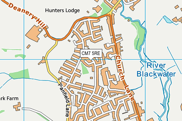 CM7 5RE map - OS VectorMap District (Ordnance Survey)