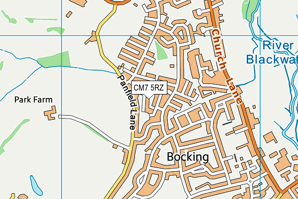 CM7 5RZ map - OS VectorMap District (Ordnance Survey)
