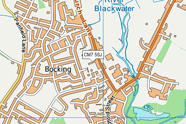 CM7 5SJ map - OS VectorMap District (Ordnance Survey)