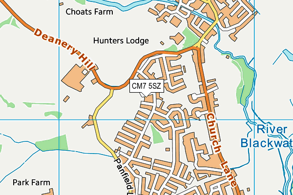 CM7 5SZ map - OS VectorMap District (Ordnance Survey)