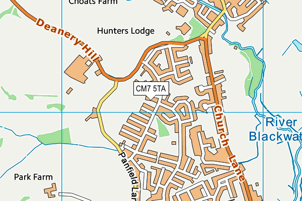 CM7 5TA map - OS VectorMap District (Ordnance Survey)