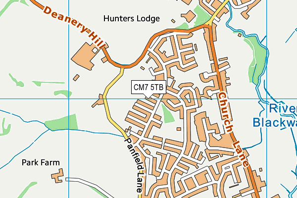 CM7 5TB map - OS VectorMap District (Ordnance Survey)