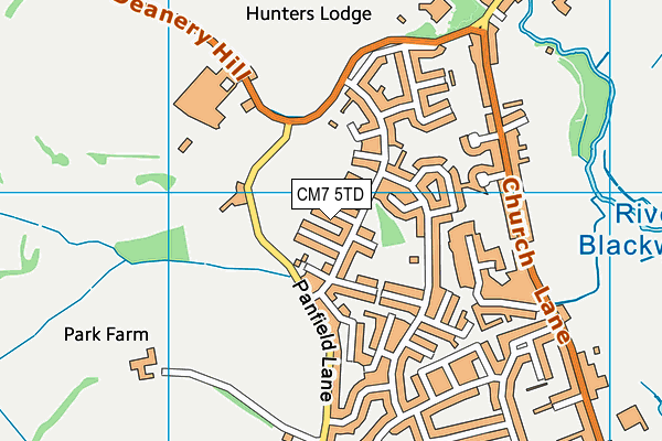 CM7 5TD map - OS VectorMap District (Ordnance Survey)