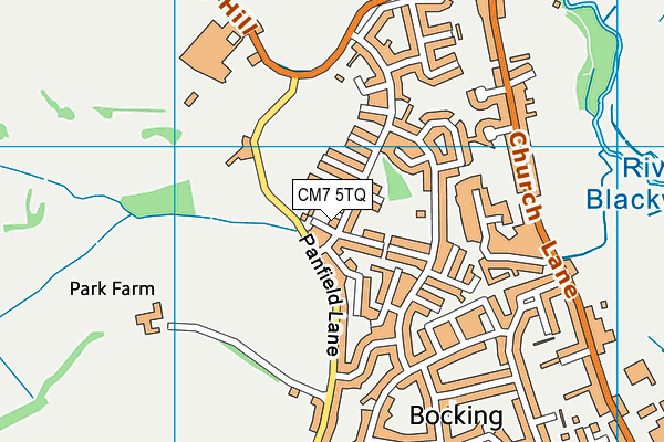 CM7 5TQ map - OS VectorMap District (Ordnance Survey)