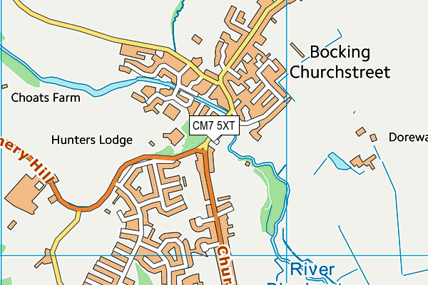 CM7 5XT map - OS VectorMap District (Ordnance Survey)