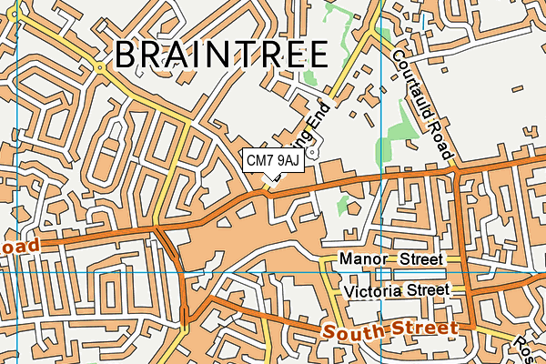 CM7 9AJ map - OS VectorMap District (Ordnance Survey)