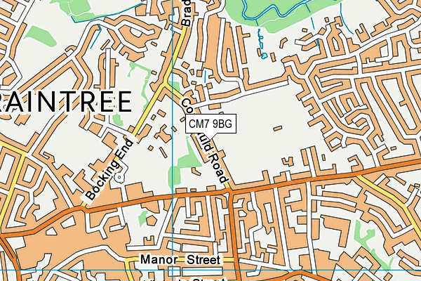 CM7 9BG map - OS VectorMap District (Ordnance Survey)