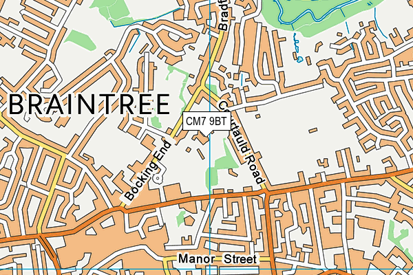 CM7 9BT map - OS VectorMap District (Ordnance Survey)