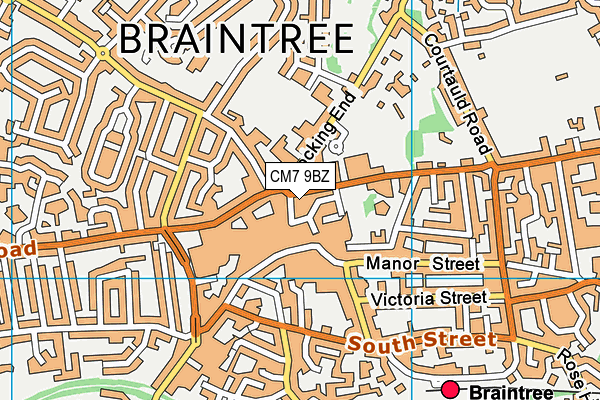 CM7 9BZ map - OS VectorMap District (Ordnance Survey)