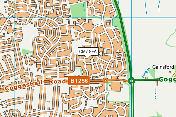 CM7 9FA map - OS VectorMap District (Ordnance Survey)