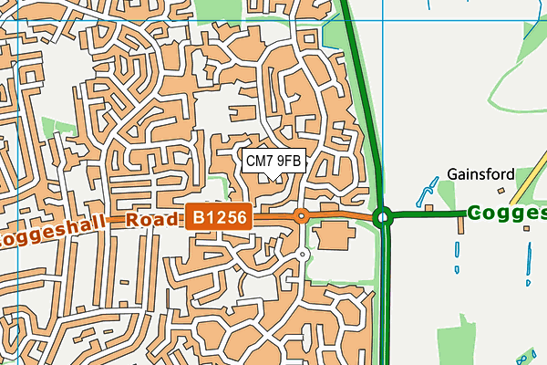 CM7 9FB map - OS VectorMap District (Ordnance Survey)