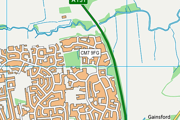 CM7 9FG map - OS VectorMap District (Ordnance Survey)