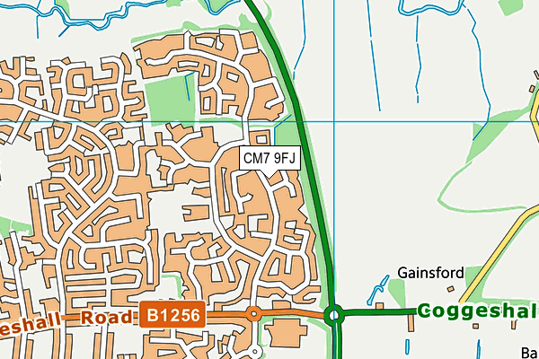 CM7 9FJ map - OS VectorMap District (Ordnance Survey)