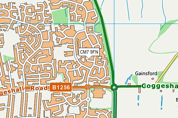 CM7 9FN map - OS VectorMap District (Ordnance Survey)