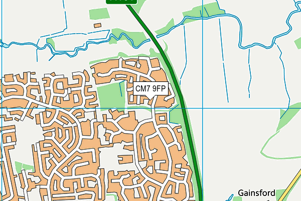 CM7 9FP map - OS VectorMap District (Ordnance Survey)