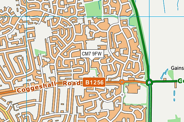 CM7 9FW map - OS VectorMap District (Ordnance Survey)