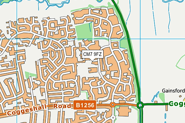 CM7 9FZ map - OS VectorMap District (Ordnance Survey)