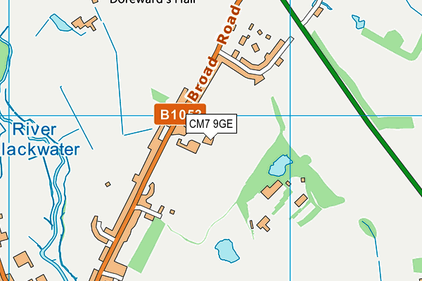 CM7 9GE map - OS VectorMap District (Ordnance Survey)