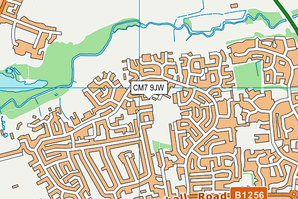 CM7 9JW map - OS VectorMap District (Ordnance Survey)