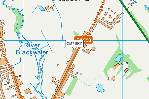 CM7 9RZ map - OS VectorMap District (Ordnance Survey)