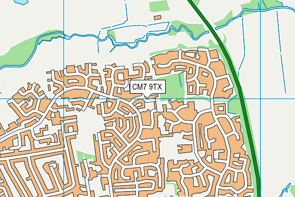 CM7 9TX map - OS VectorMap District (Ordnance Survey)