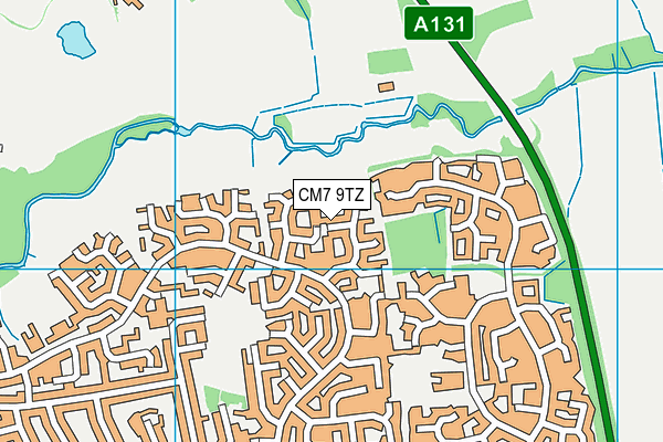 CM7 9TZ map - OS VectorMap District (Ordnance Survey)