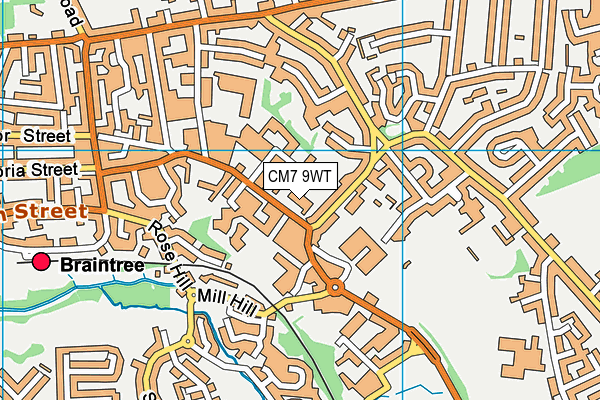 CM7 9WT map - OS VectorMap District (Ordnance Survey)