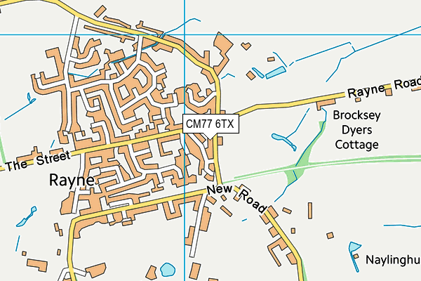 Rayne Village Hall map (CM77 6TX) - OS VectorMap District (Ordnance Survey)