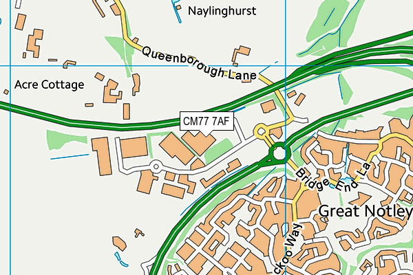 CM77 7AF map - OS VectorMap District (Ordnance Survey)