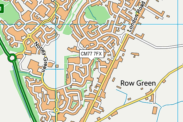 CM77 7FX map - OS VectorMap District (Ordnance Survey)