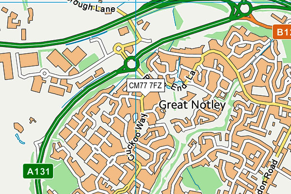 CM77 7FZ map - OS VectorMap District (Ordnance Survey)