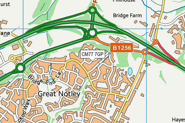 CM77 7GP map - OS VectorMap District (Ordnance Survey)