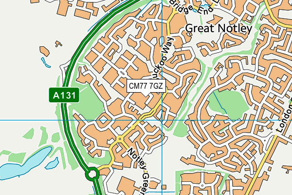 CM77 7GZ map - OS VectorMap District (Ordnance Survey)