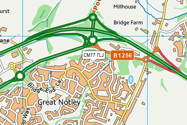 CM77 7LJ map - OS VectorMap District (Ordnance Survey)