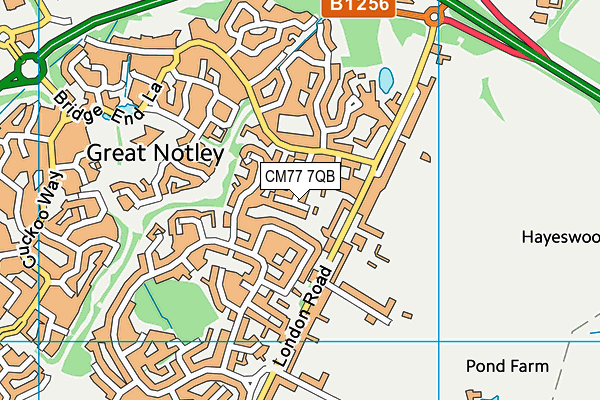 CM77 7QB map - OS VectorMap District (Ordnance Survey)