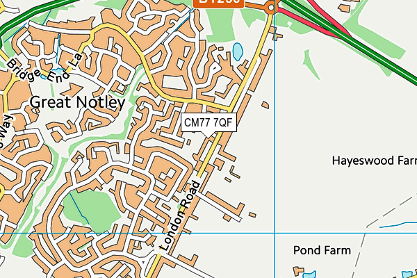 CM77 7QF map - OS VectorMap District (Ordnance Survey)