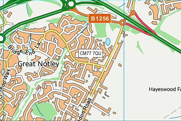 CM77 7QU map - OS VectorMap District (Ordnance Survey)