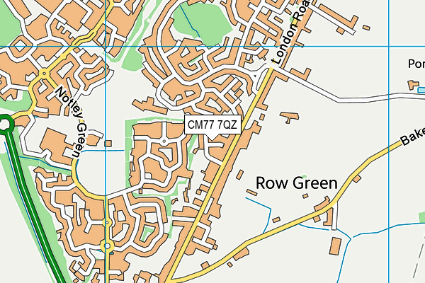 CM77 7QZ map - OS VectorMap District (Ordnance Survey)