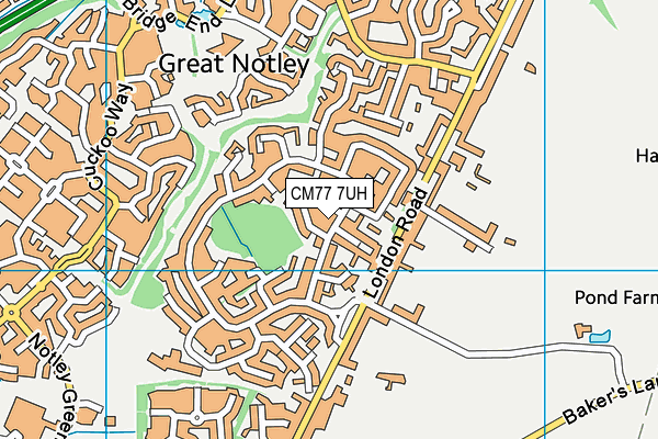 CM77 7UH map - OS VectorMap District (Ordnance Survey)