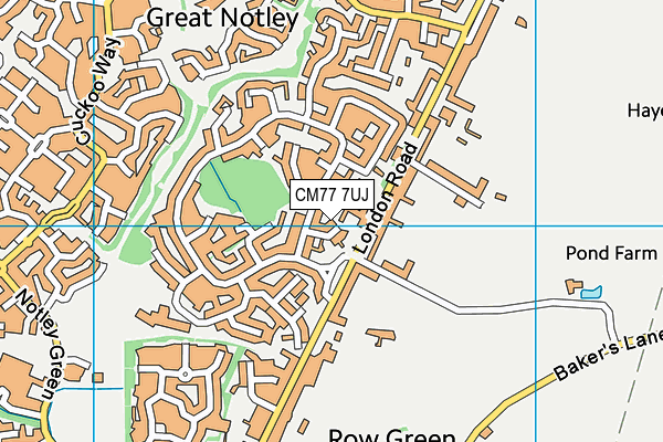 CM77 7UJ map - OS VectorMap District (Ordnance Survey)