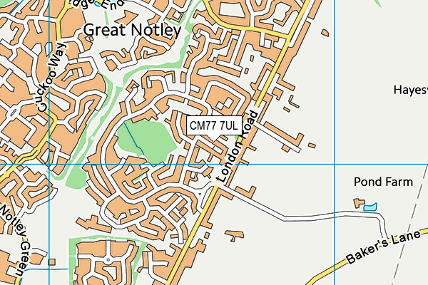 CM77 7UL map - OS VectorMap District (Ordnance Survey)