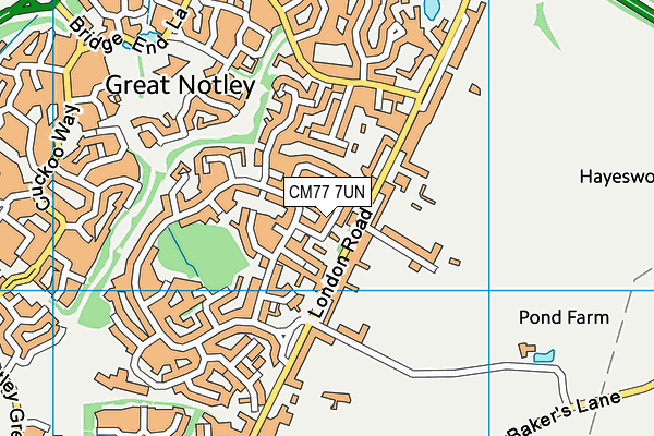 CM77 7UN map - OS VectorMap District (Ordnance Survey)