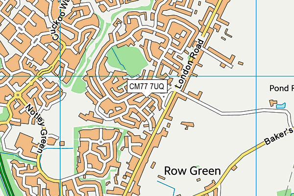 CM77 7UQ map - OS VectorMap District (Ordnance Survey)